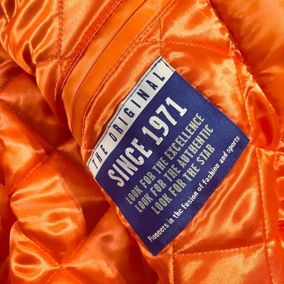 Starter Miami Dolphin Jacket Mens Large Orange Blue Varsity Bomber Super Bowl - Picture 9 of 12